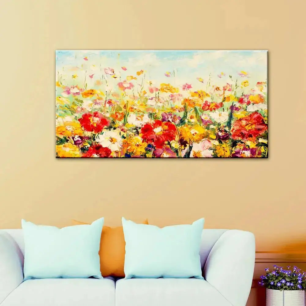 Nature Scene Canvas Painting of a Flower Garden AdPrints