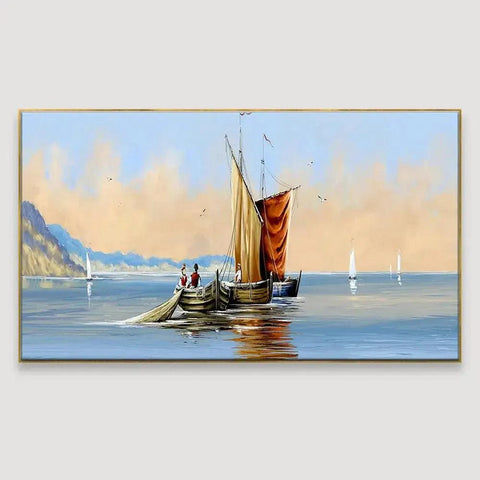 Canvas Wall Art of a Fisherman in Ocean Scenery - Decor Mantra 