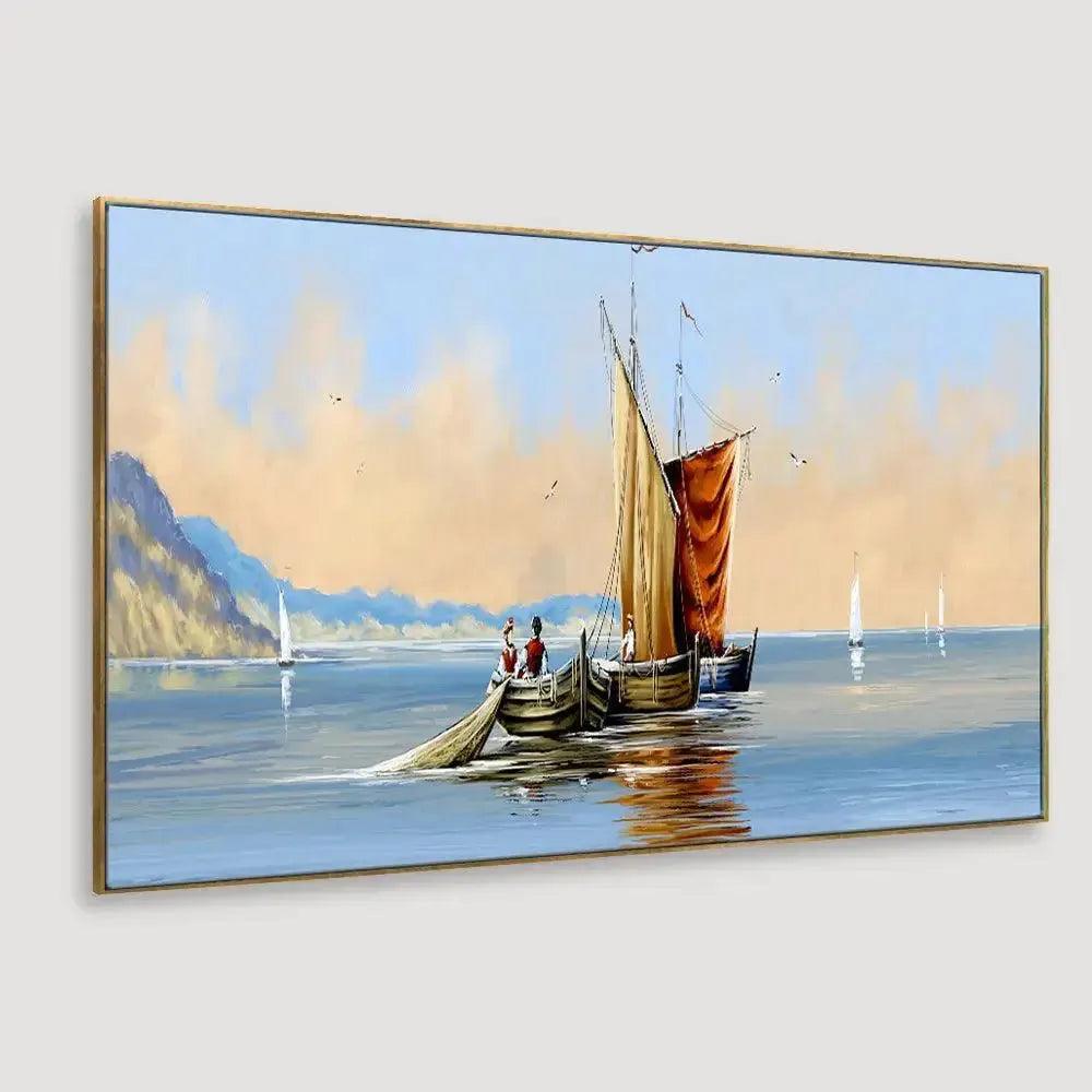 Canvas Wall Art of a Fisherman in Ocean Scenery - Decor Mantra 