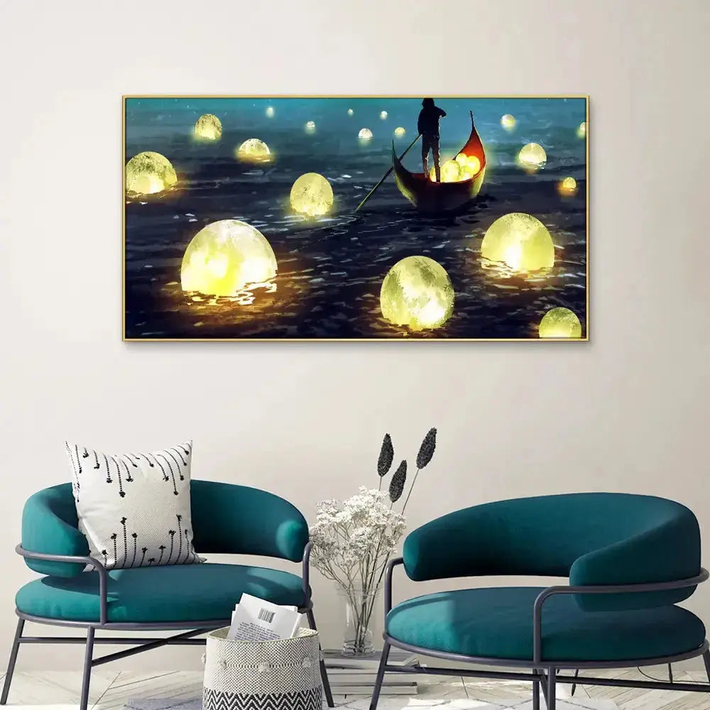 Fantasy Canvas Wall Painting Lake of Moons AdPrints