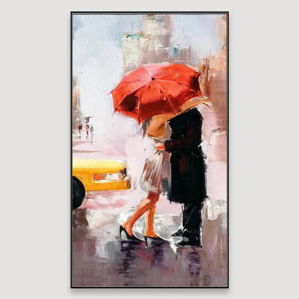Couple in Rain Canvas Wall Painting DECORMANTRA