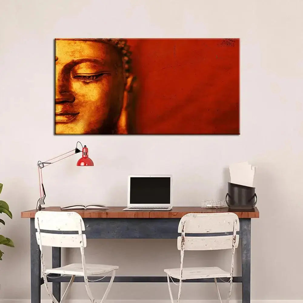 Contemporary Buddha Painting on Crimson Canvas AdPrints