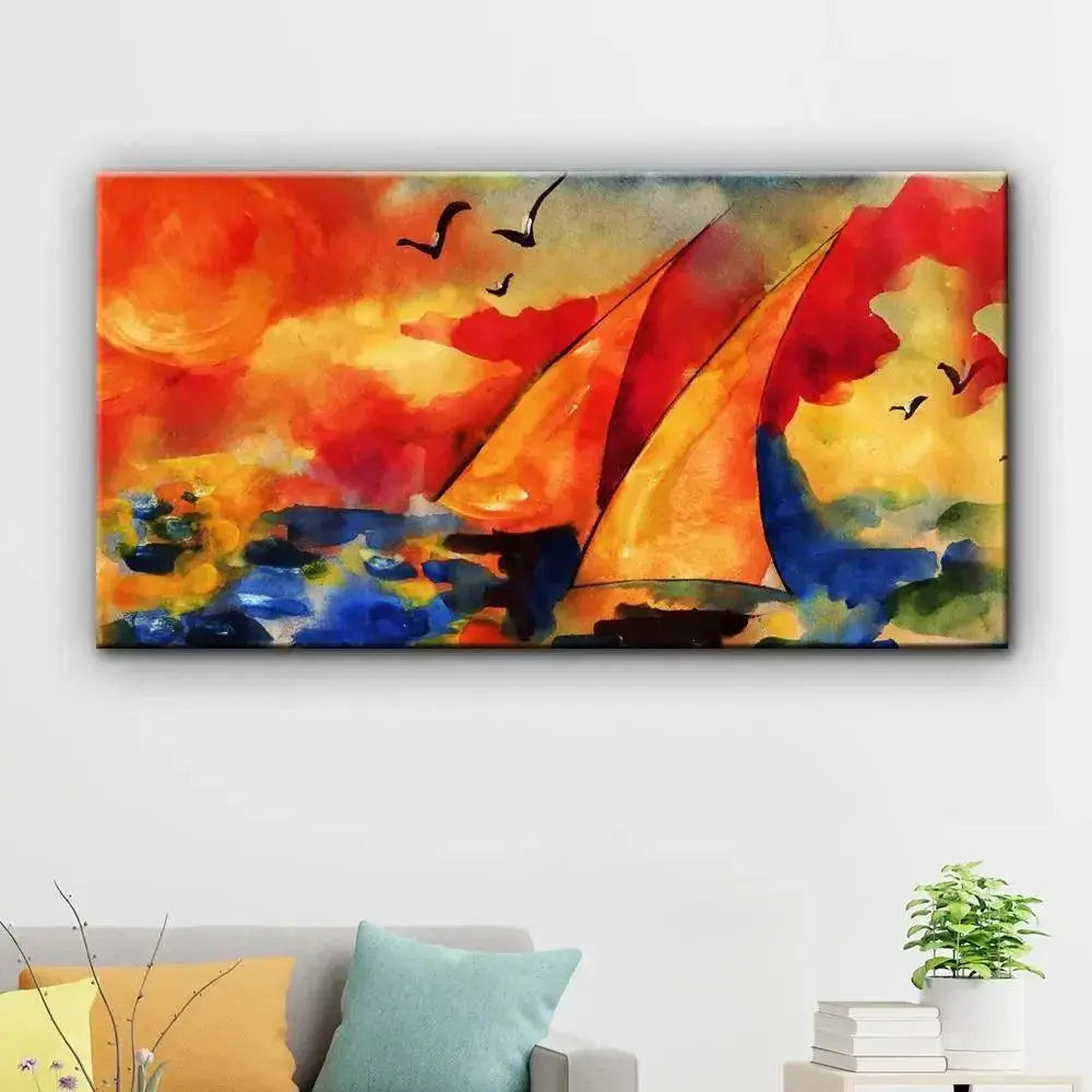 Contemporary Sailboat Canvas Painting - Decor Mantra 