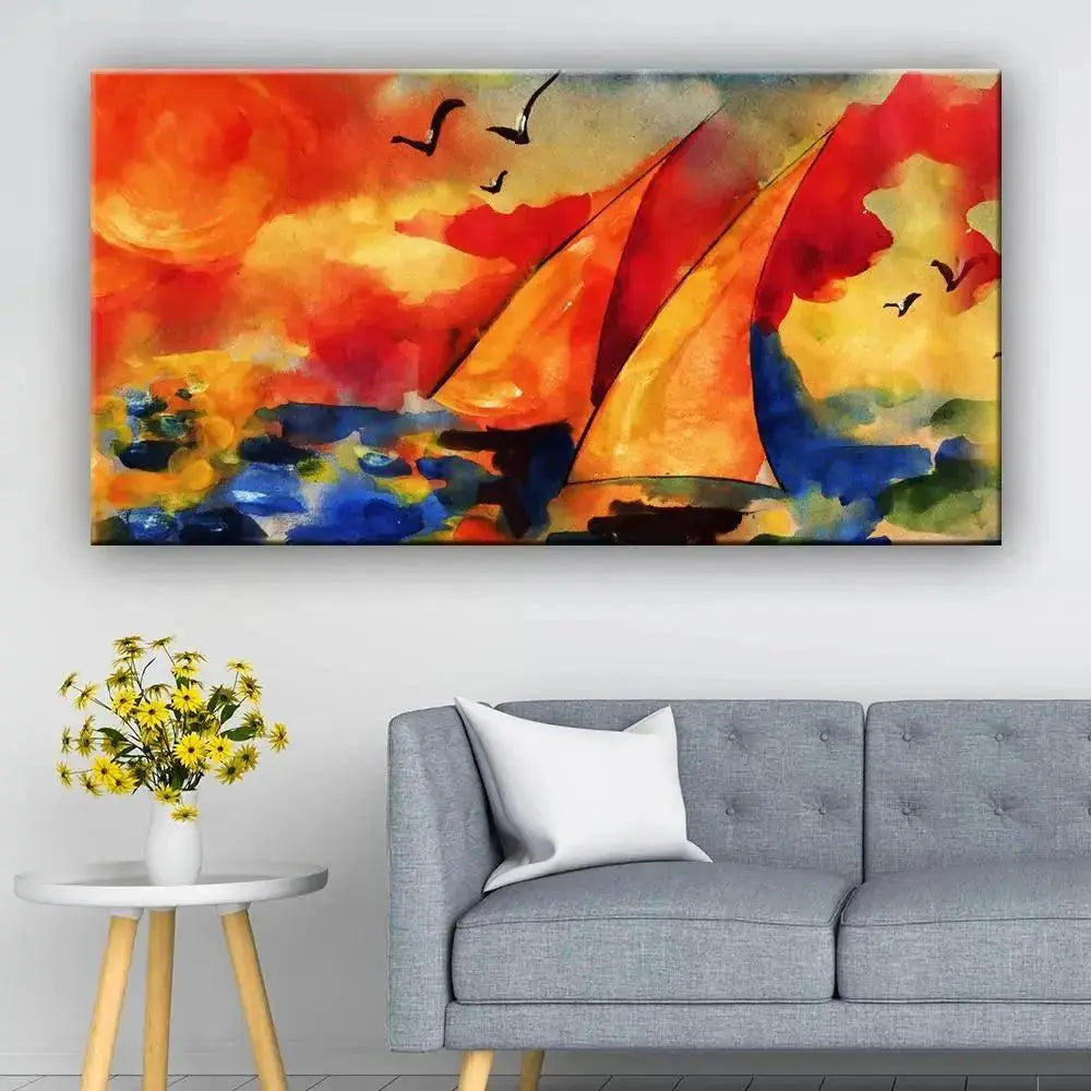 Contemporary Sailboat Canvas Painting - Decor Mantra 