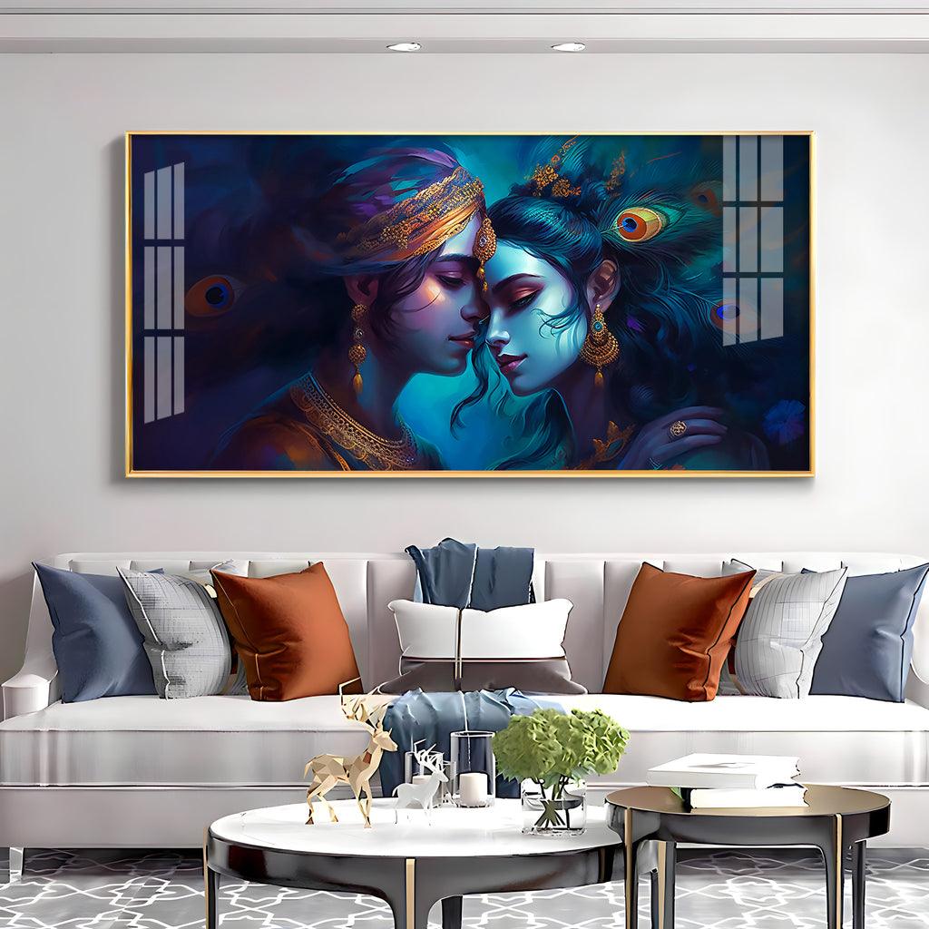 Quadro Radha Krishna Horizontal Acrylic Premium Wall Decor - Decor Mantra 