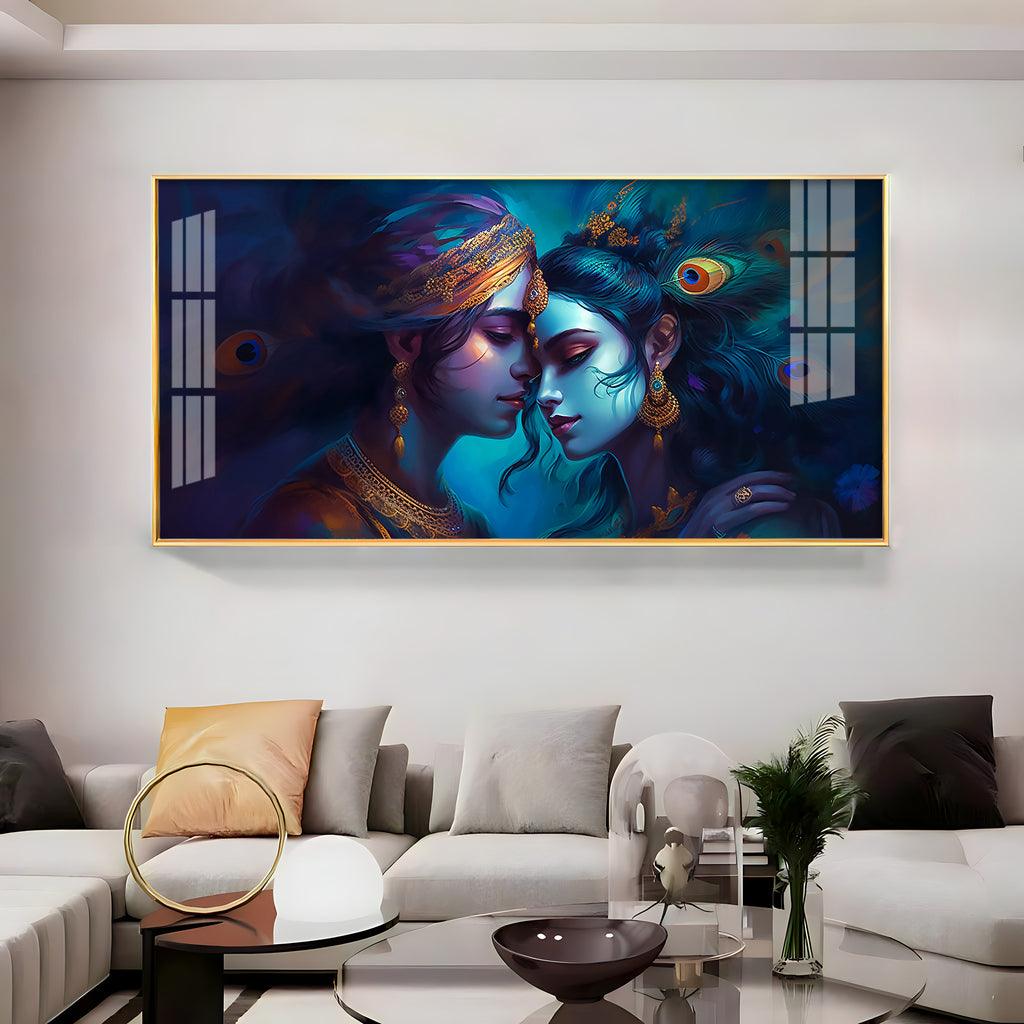 Quadro Radha Krishna Horizontal Acrylic Premium Wall Decor - Decor Mantra 