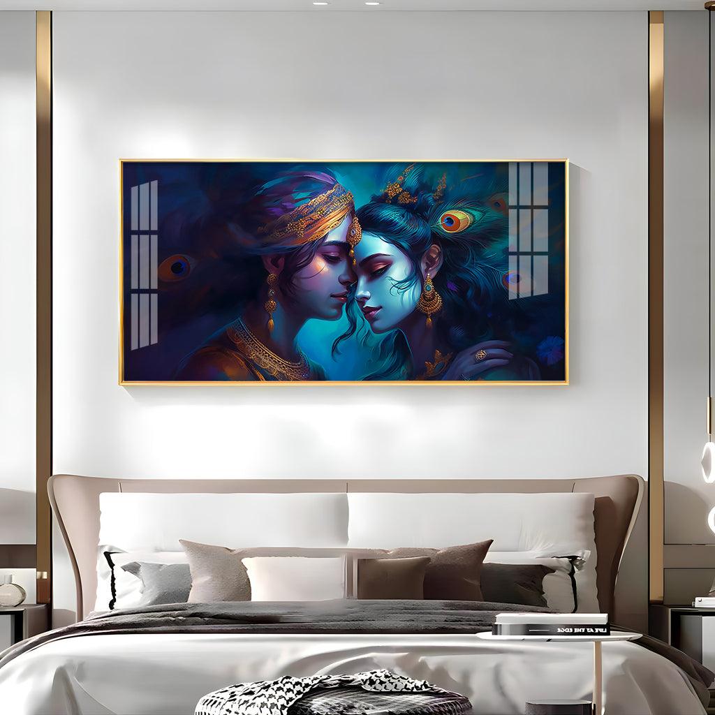 Quadro Radha Krishna Horizontal Acrylic Premium Wall Decor - Decor Mantra 