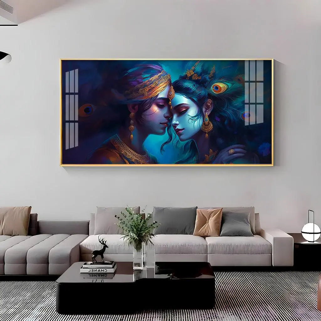 Quadro Radha Krishna Horizontal Acrylic Premium Wall Decor - Decor Mantra 