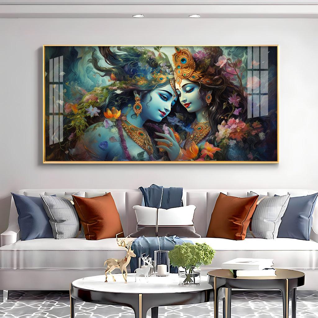 Radha Krishna Mystical Love Horizontal Acrylic Premium Wall Art - Decor Mantra 