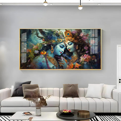 Radha Krishna Mystical Love Horizontal Acrylic Premium Wall Art - Decor Mantra 