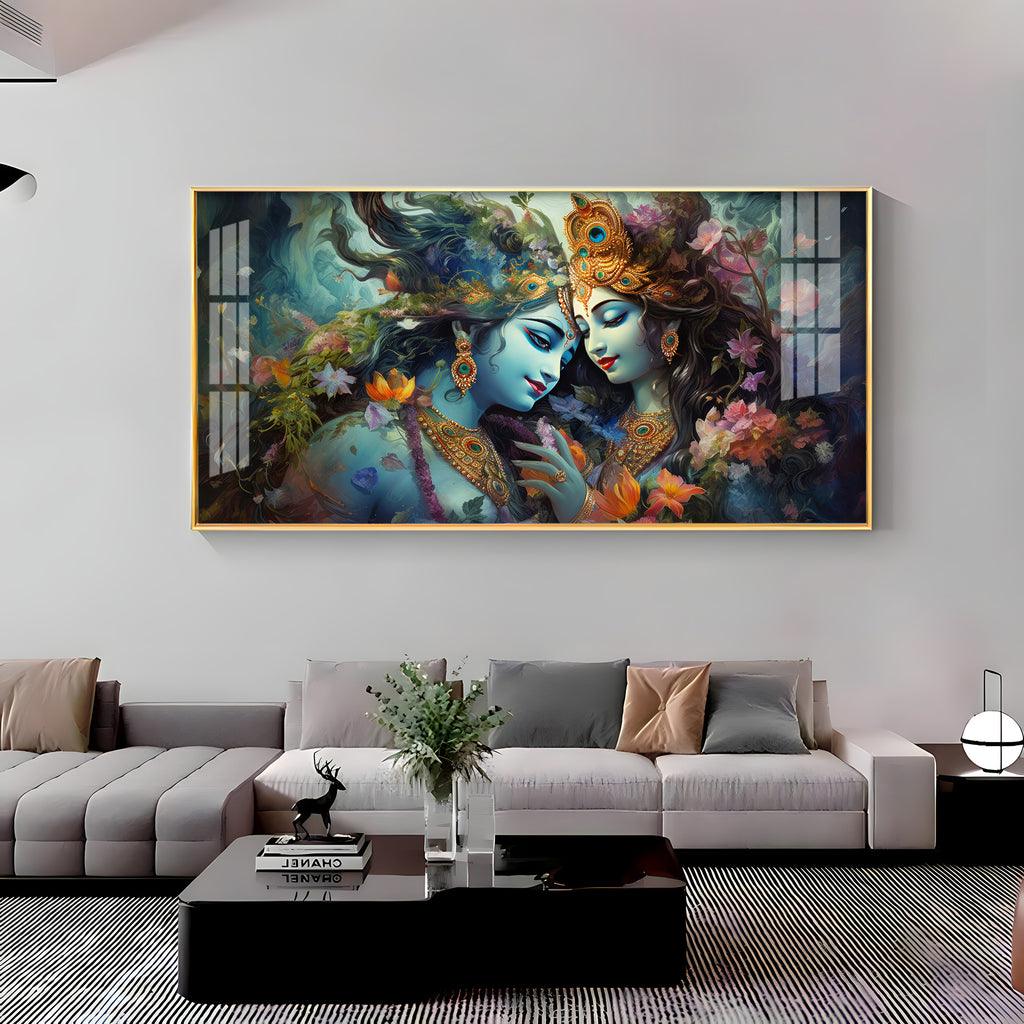 Radha Krishna Mystical Love Horizontal Acrylic Premium Wall Art - Decor Mantra 