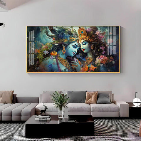 Radha Krishna Mystical Love Horizontal Acrylic Premium Wall Art - Decor Mantra 