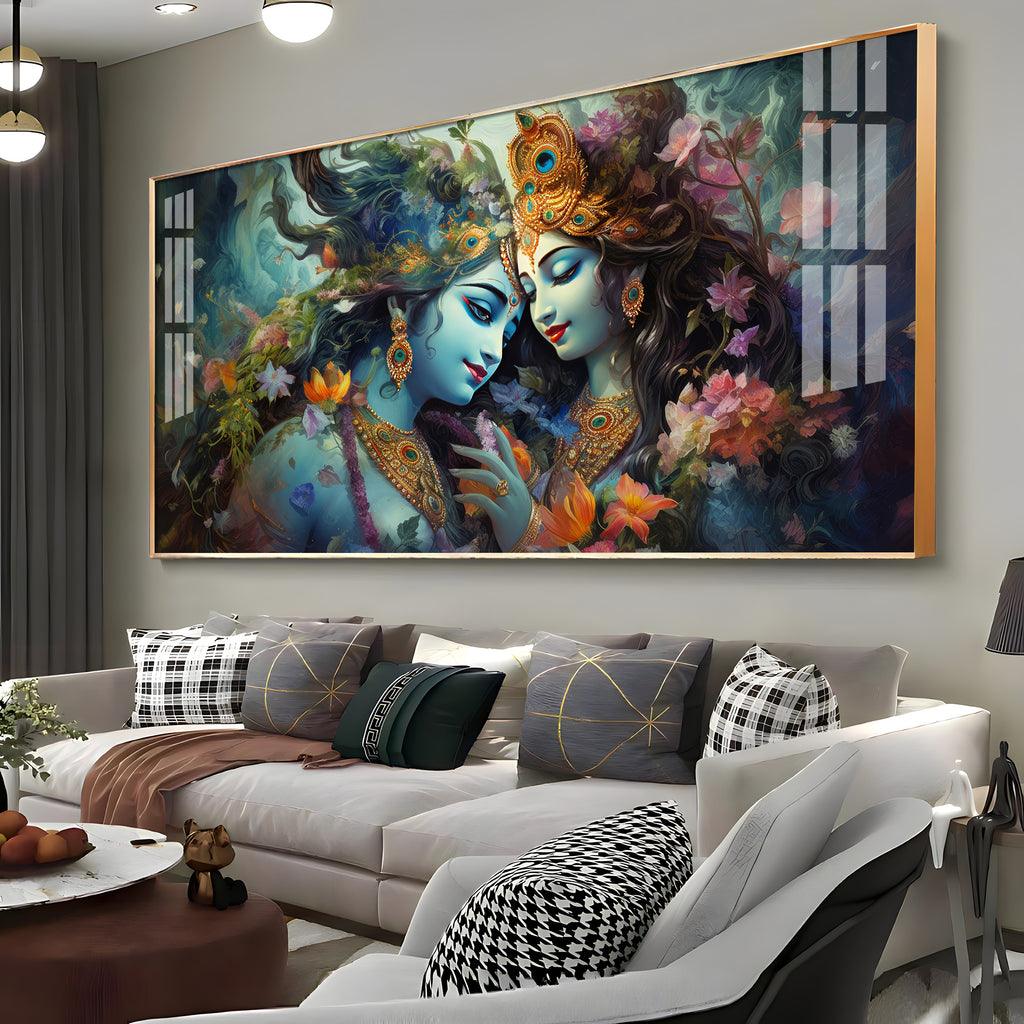 Radha Krishna Mystical Love Horizontal Acrylic Premium Wall Art - Decor Mantra 