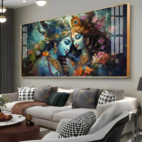 Radha Krishna Mystical Love Horizontal Acrylic Premium Wall Art - Decor Mantra 