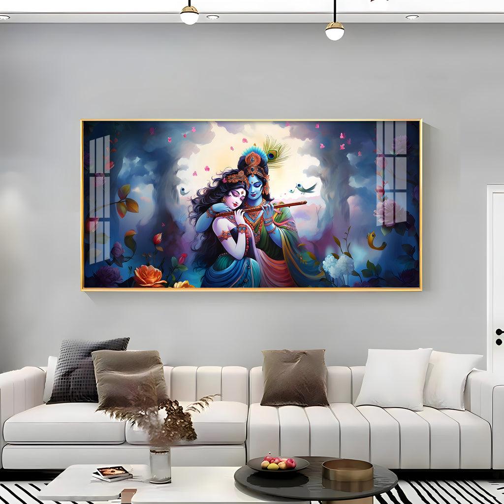 Radha Krishna Astounding Love Horizontal Acrylic Premium Wall Art - Decor Mantra 