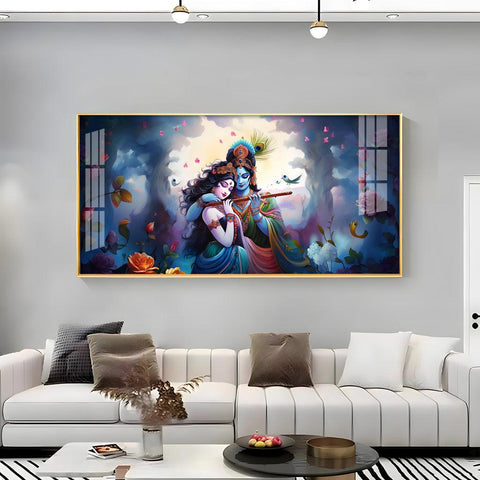 Radha Krishna Astounding Love Horizontal Acrylic Premium Wall Art - Decor Mantra 