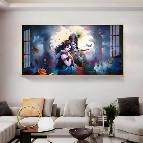 Radha Krishna Astounding Love Horizontal Acrylic Premium Wall Art - Decor Mantra 