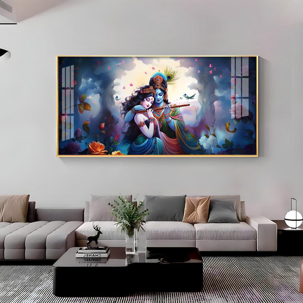 Radha Krishna Astounding Love Horizontal Acrylic Premium Wall Art - Decor Mantra 