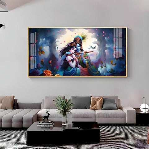 Radha Krishna Astounding Love Horizontal Acrylic Premium Wall Art - Decor Mantra 