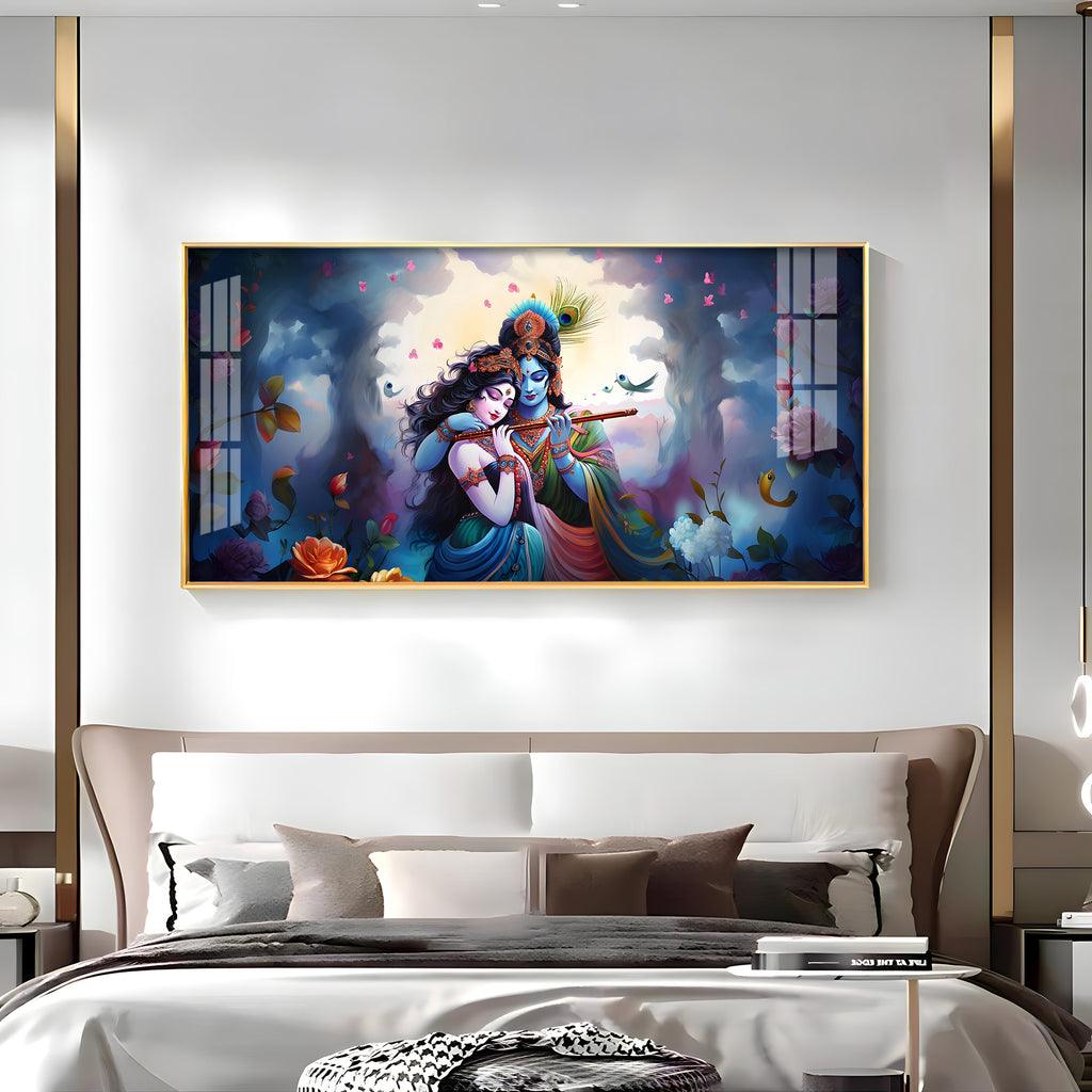 Radha Krishna Astounding Love Horizontal Acrylic Premium Wall Art - Decor Mantra 