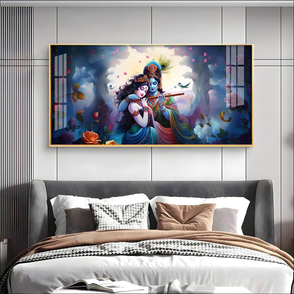 Radha Krishna Astounding Love Horizontal Acrylic Premium Wall Art - Decor Mantra 