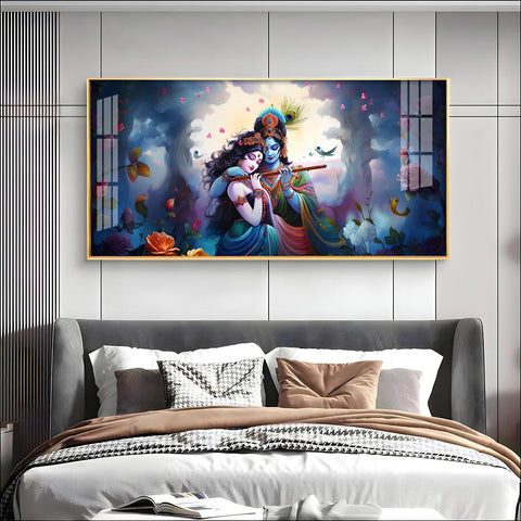 Radha Krishna Astounding Love Horizontal Acrylic Premium Wall Art - Decor Mantra 