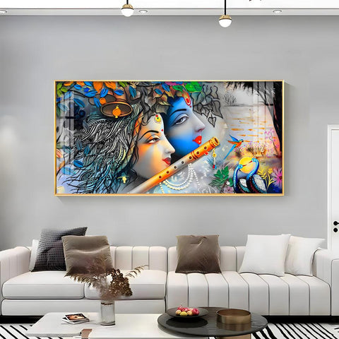 Radha Krishna Unforgettable Love Horizontal Acrylic Premium Wall Art - Decor Mantra 