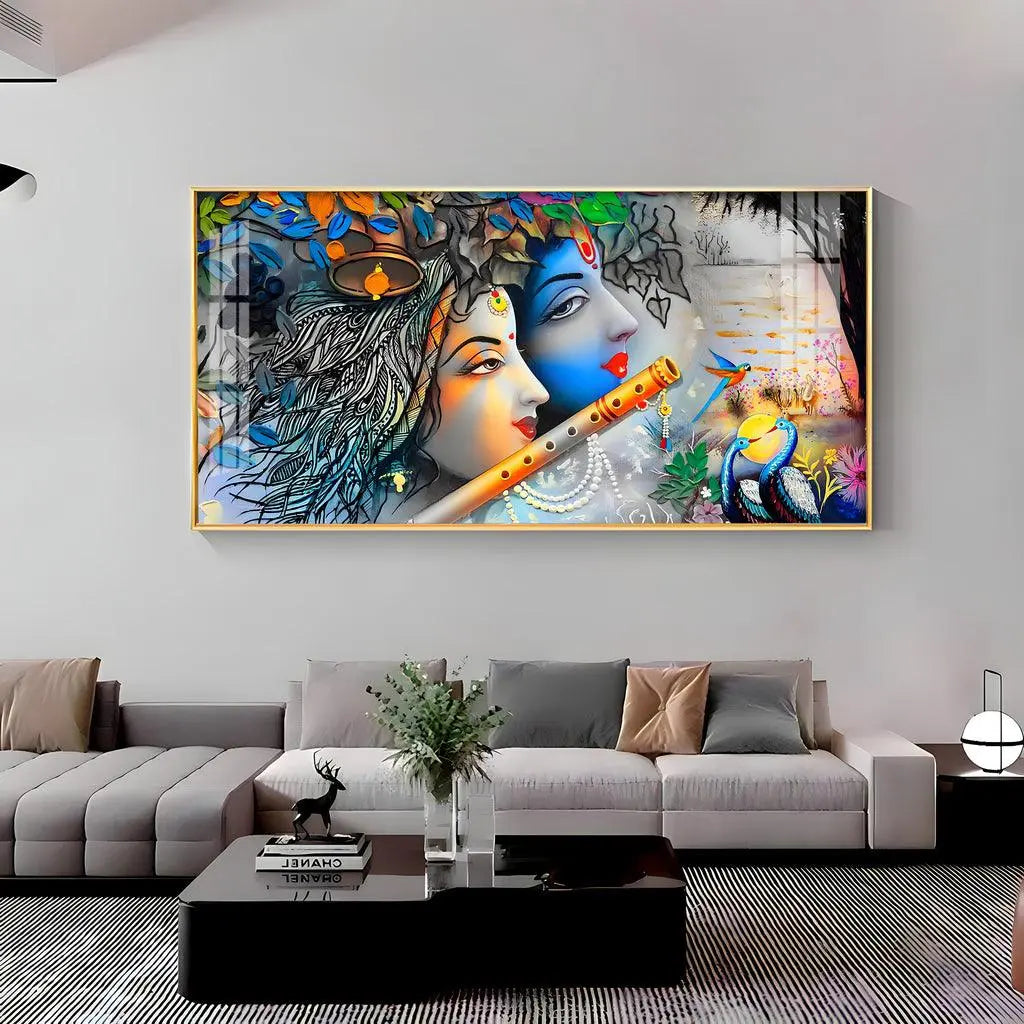 Radha Krishna Unforgettable Love Horizontal Acrylic Premium Wall Art - Decor Mantra 