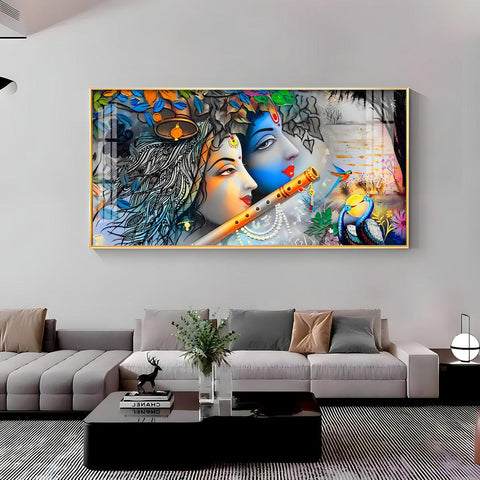 Radha Krishna Unforgettable Love Horizontal Acrylic Premium Wall Art - Decor Mantra 