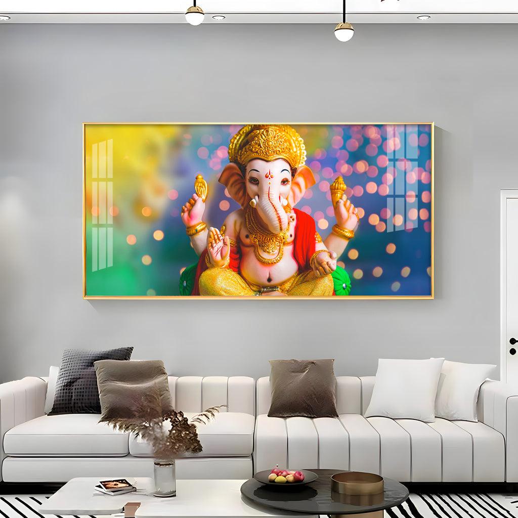 Jai Ganesha Horizontal Acrylic Premium Wall Art - Decor Mantra 