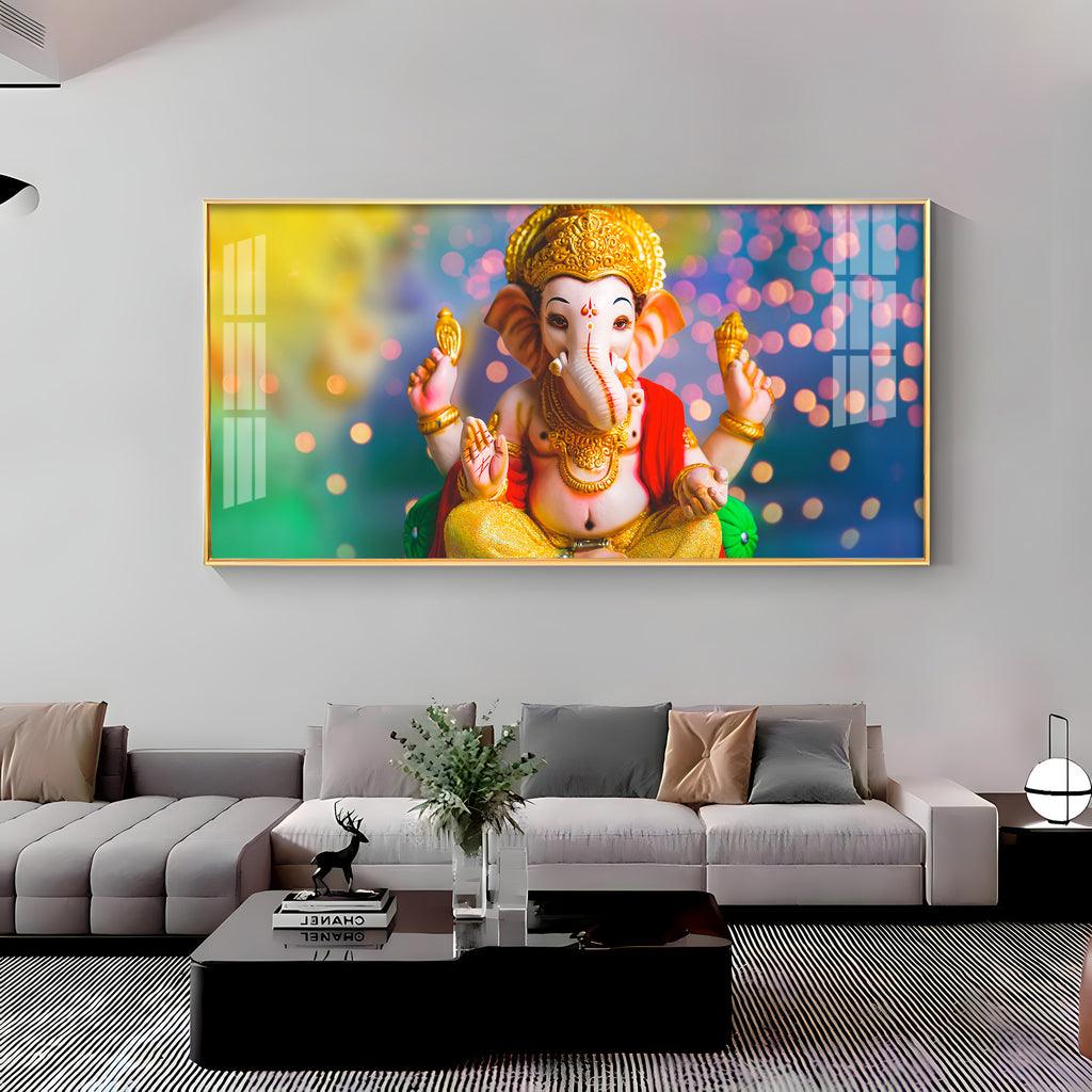 Jai Ganesha Horizontal Acrylic Premium Wall Art - Decor Mantra 