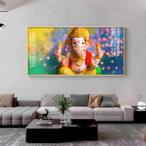 Jai Ganesha Horizontal Acrylic Premium Wall Art - Decor Mantra 