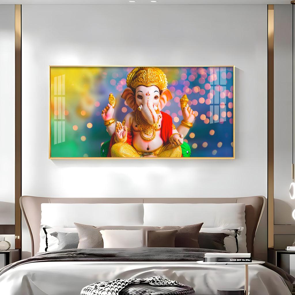 Jai Ganesha Horizontal Acrylic Premium Wall Art - Decor Mantra 