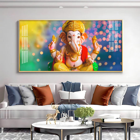 Jai Ganesha Horizontal Acrylic Premium Wall Art - Decor Mantra 