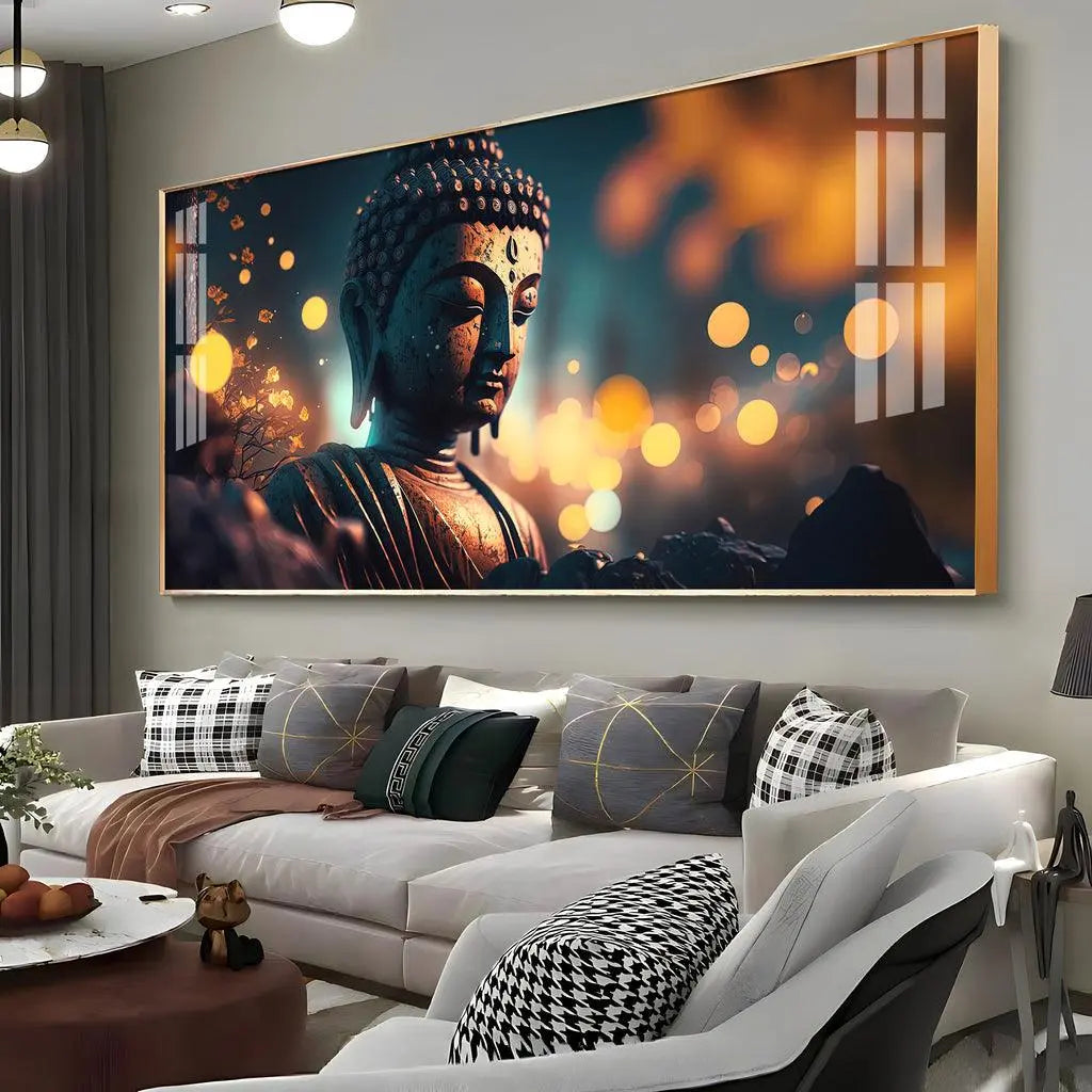 Buddha Pondering Premium Acrylic Horizontal Wall Art - Decor Mantra 