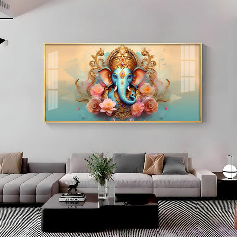 Horizontal Premium Acrylic Wall Art Featuring Divine Lord Ganesha - Decor Mantra 