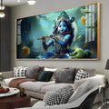 Little Krishna with Crown Premium Acrylic Horizontal Wall Art - Decor Mantra 