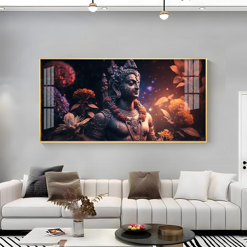 Lord Shiva and Rosary Exquisite Acrylic Horizontal Wall Art - Decor Mantra 