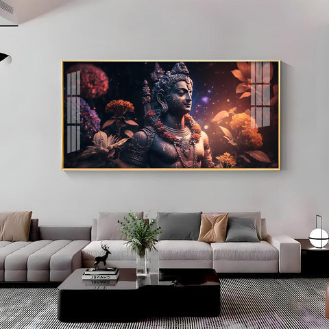 Lord Shiva and Rosary Exquisite Acrylic Horizontal Wall Art - Decor Mantra 