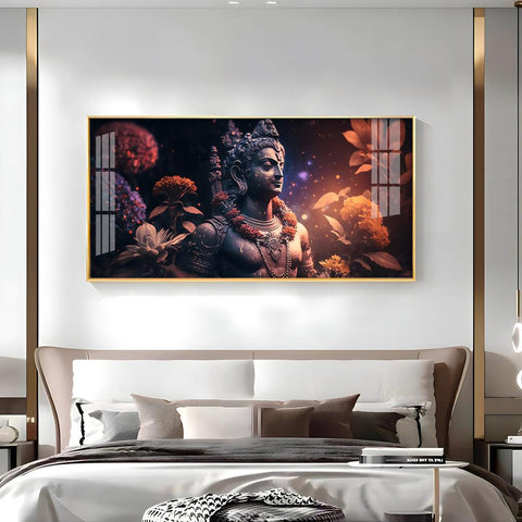 Lord Shiva and Rosary Exquisite Acrylic Horizontal Wall Art - Decor Mantra 