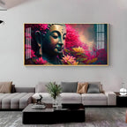 Buddha Blossoms Elegant Acrylic Horizontal Wall Decor - Decor Mantra 