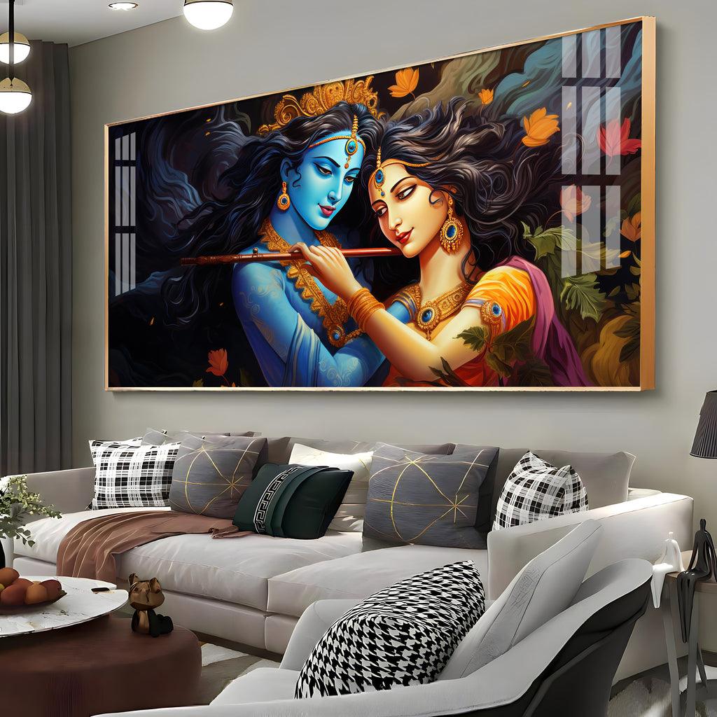 Radha Krishna's Unique Love Luxurious Acrylic Horizontal Wall Art - Decor Mantra 