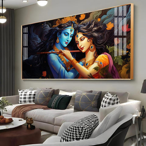 Radha Krishna's Unique Love Luxurious Acrylic Horizontal Wall Art - Decor Mantra 