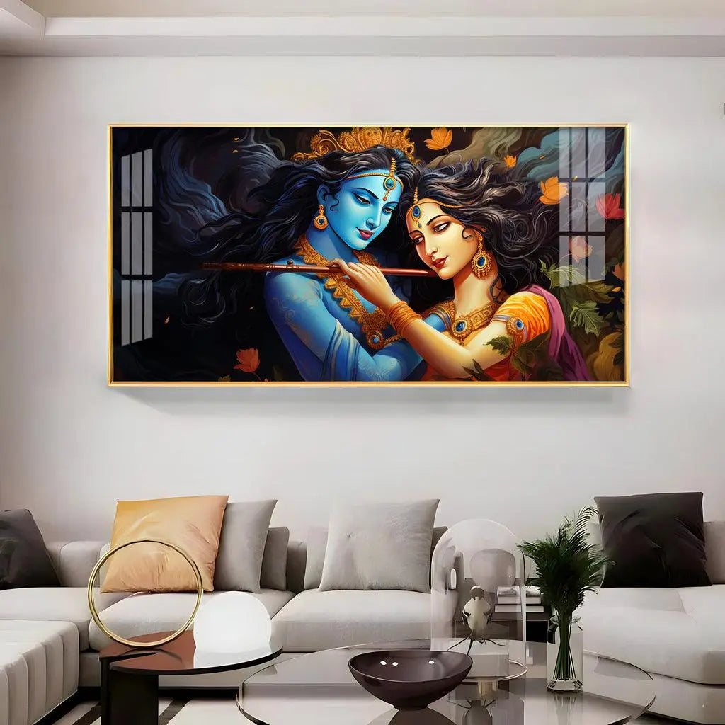 Radha Krishna's Unique Love Luxurious Acrylic Horizontal Wall Art - Decor Mantra 