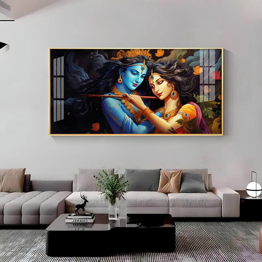 Radha Krishna's Unique Love Luxurious Acrylic Horizontal Wall Art - Decor Mantra 
