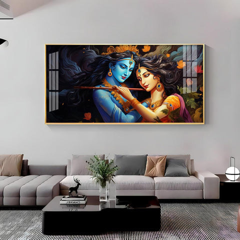 Radha Krishna's Unique Love Luxurious Acrylic Horizontal Wall Art - Decor Mantra 