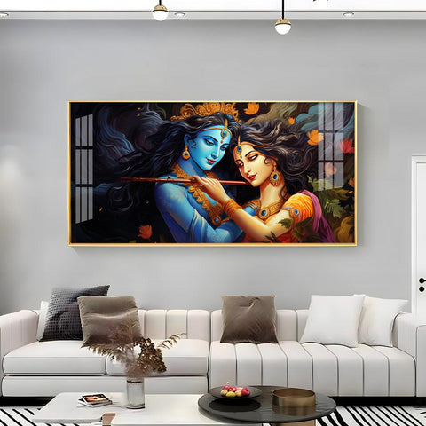 Radha Krishna's Unique Love Luxurious Acrylic Horizontal Wall Art - Decor Mantra 