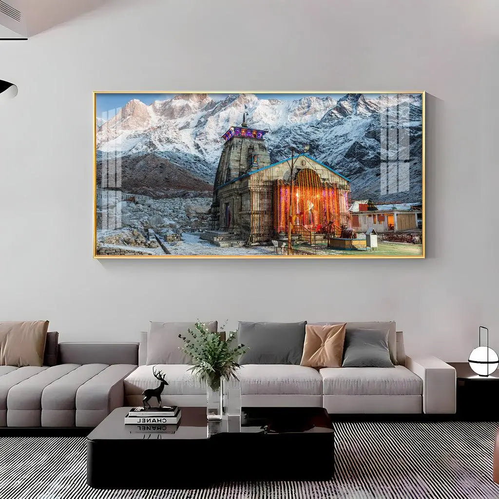 Kedarnath Temple Premium Acrylic Horizontal Wall Decor - Decor Mantra 