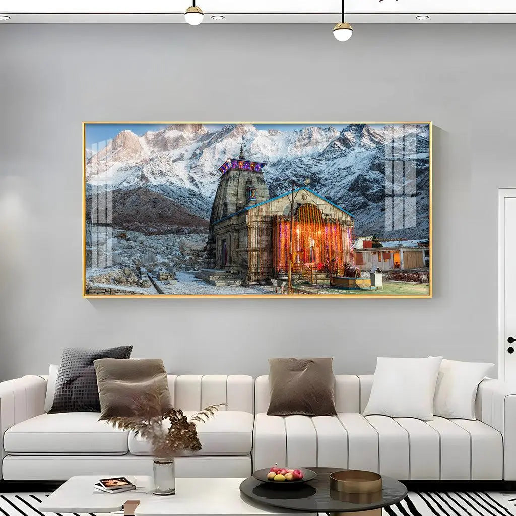 Kedarnath Temple Premium Acrylic Horizontal Wall Decor - Decor Mantra 