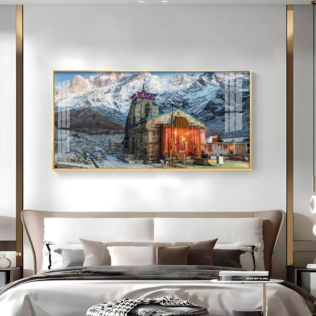 Kedarnath Temple Premium Acrylic Horizontal Wall Decor - Decor Mantra 